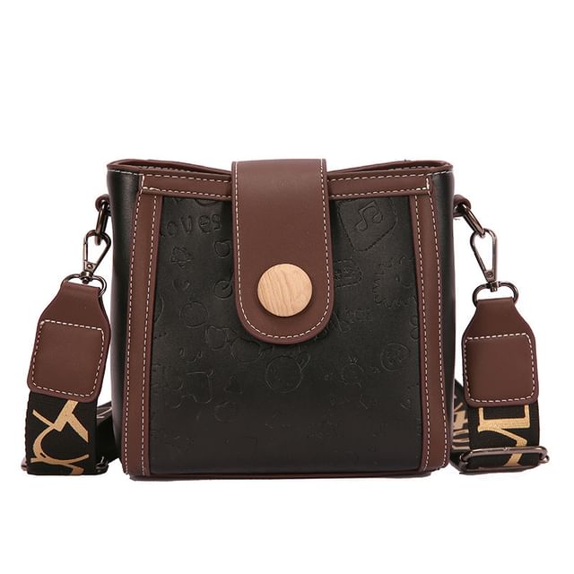 Leather Bucket Bag Patterned Faux