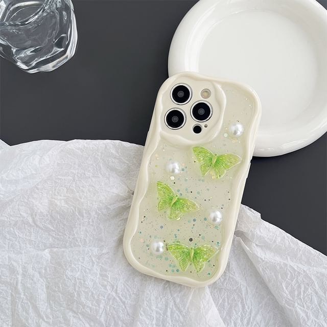 Faux Phone Case Butterfly Pearl