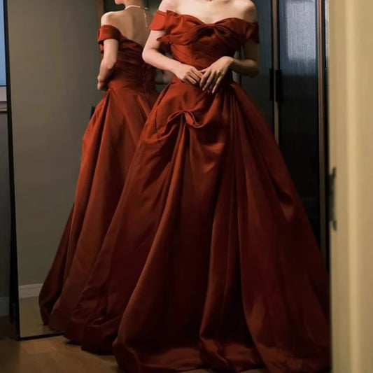 Evening A-Line Bow Gown Off Shoulder