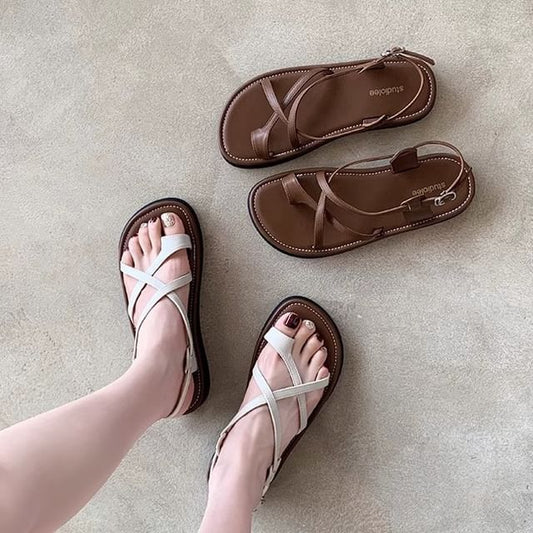 Platform Loop Sandals Toe Cross Criss