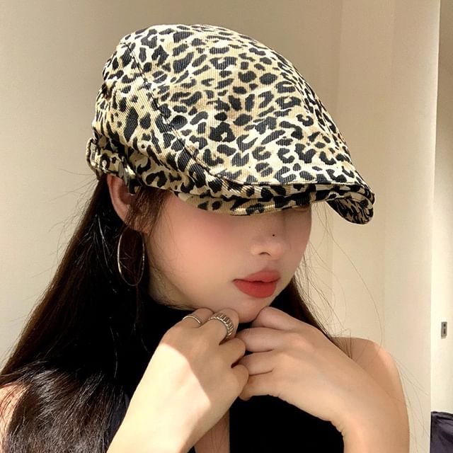 Leopard Print Flat Cap
