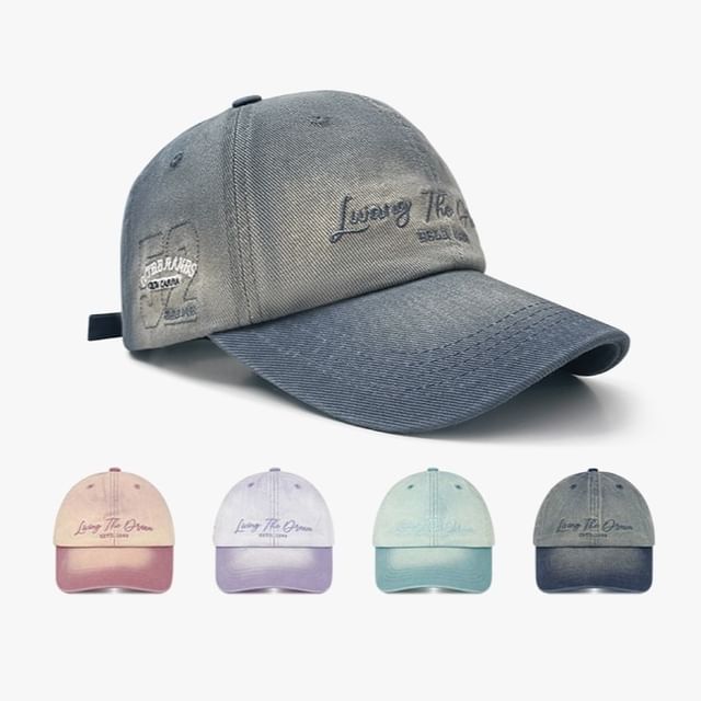 Lettering Cap Denim Embroidered Baseball