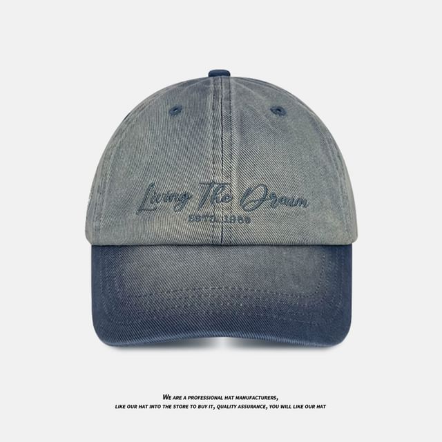 Lettering Cap Denim Embroidered Baseball