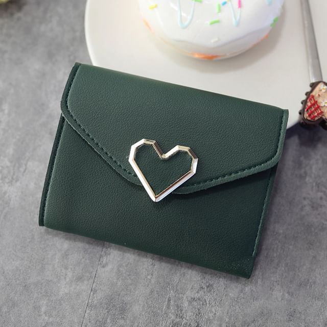 Faux Accent Leather Heart Wallet Short
