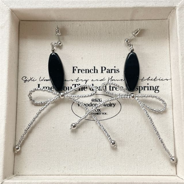 Earring / Bow Beaded Necklace Drop