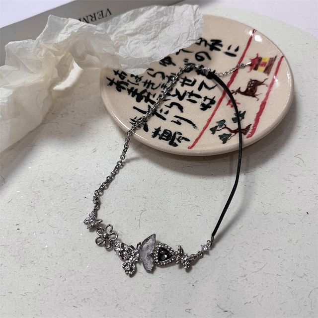 Rhinestone Earring Drop / Butterfly Necklace