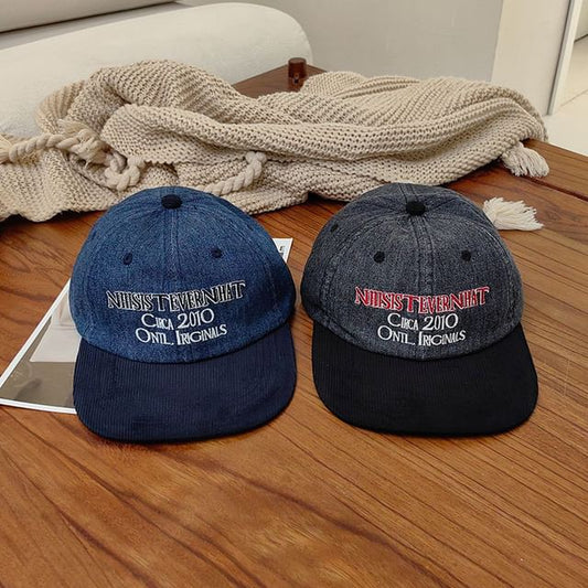 Cap Corduroy Lettering Embroidered