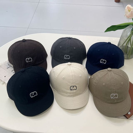 Brim Cap Embroidered Short Elephant