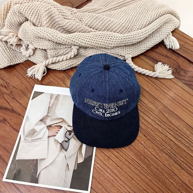 Cap Corduroy Lettering Embroidered
