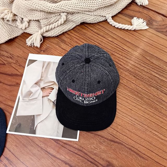 Cap Corduroy Lettering Embroidered