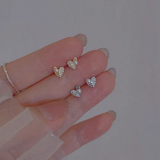 Heart Ear Stud Rhinestone