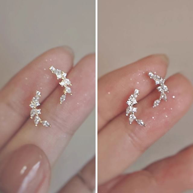 Rhinestone Stud Silver Sterling Ear