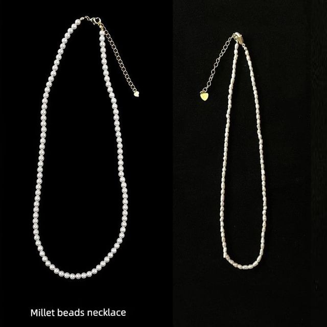 Pearl Faux Necklace Beaded