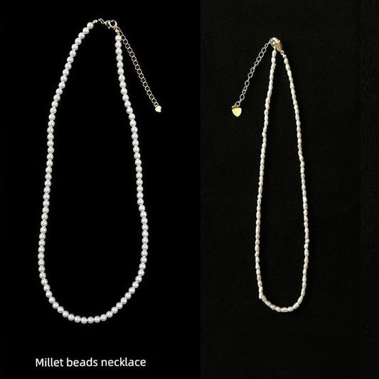 Pearl Faux Necklace Beaded