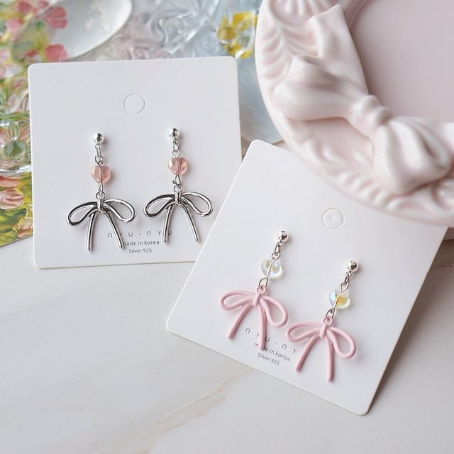 Drop Clip On Bow Earring /