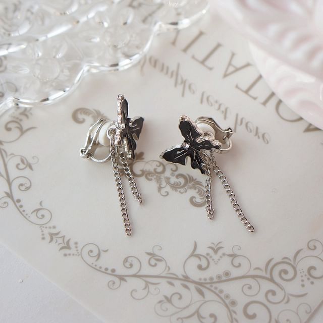 Butterfly Clip On Drop / Earring Enamel