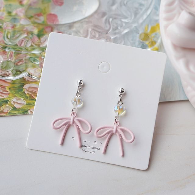 Drop Clip On Bow Earring /
