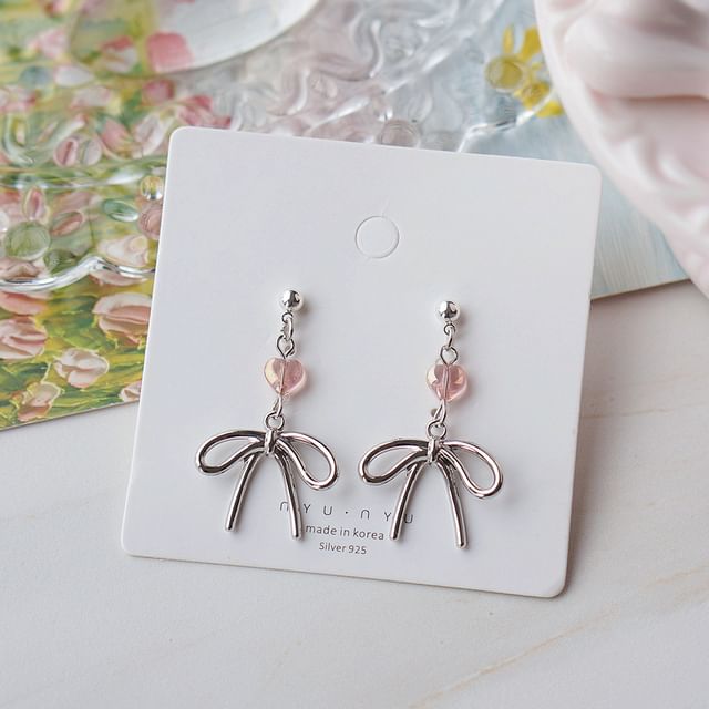 Drop Clip On Bow Earring /