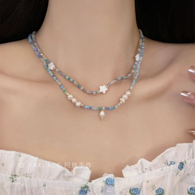 Star Beaded / Necklace Pearl Faux