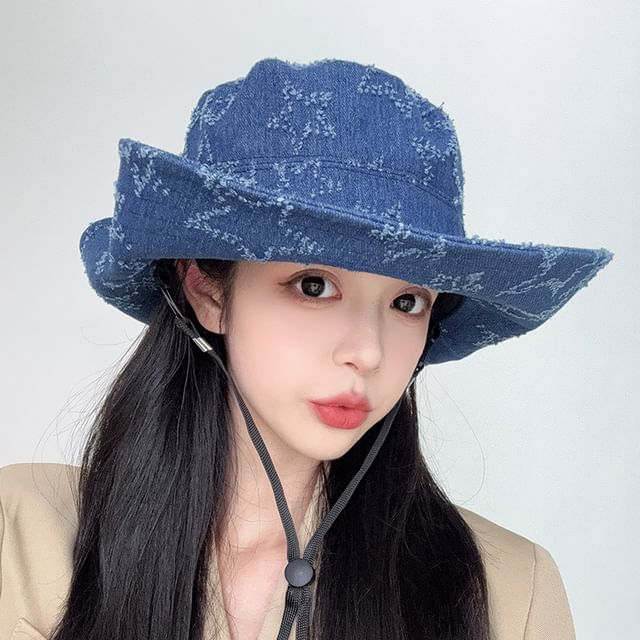 Distressed Hat Boonie Denim