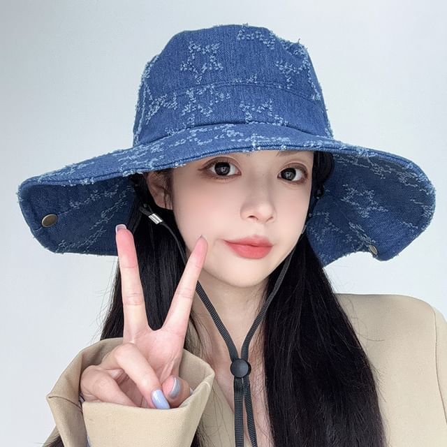 Distressed Hat Boonie Denim