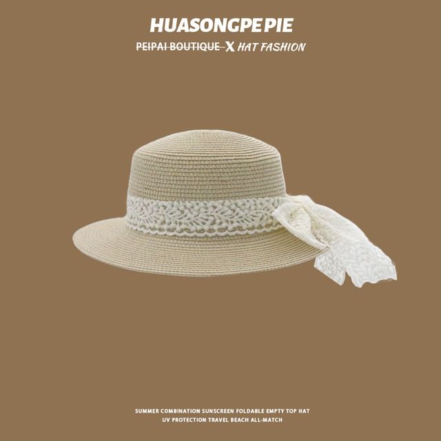 Straw Trim Boater Hat Lace
