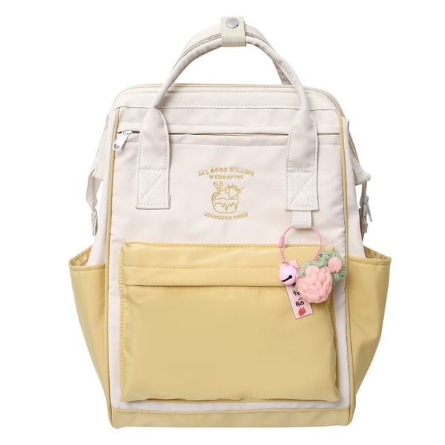 Embroidered Charm Bag / Set Tone Nylon Two Backpack