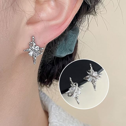 Clip Earring On Star Rhinestone