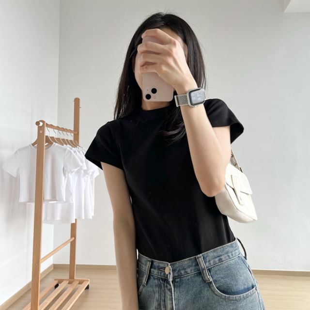 Short-Sleeve Plain T-Shirt Neck Crew