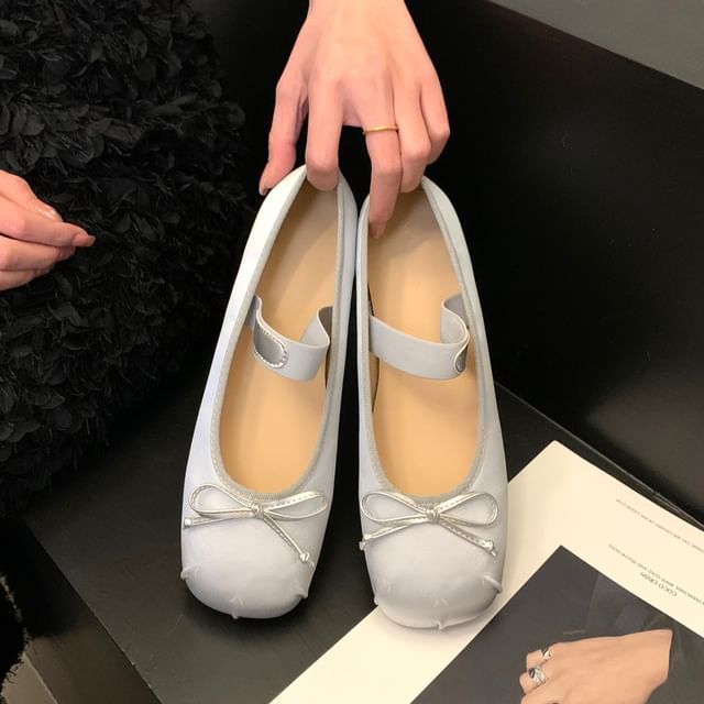 Flats Jane Square Mary Toe Bow