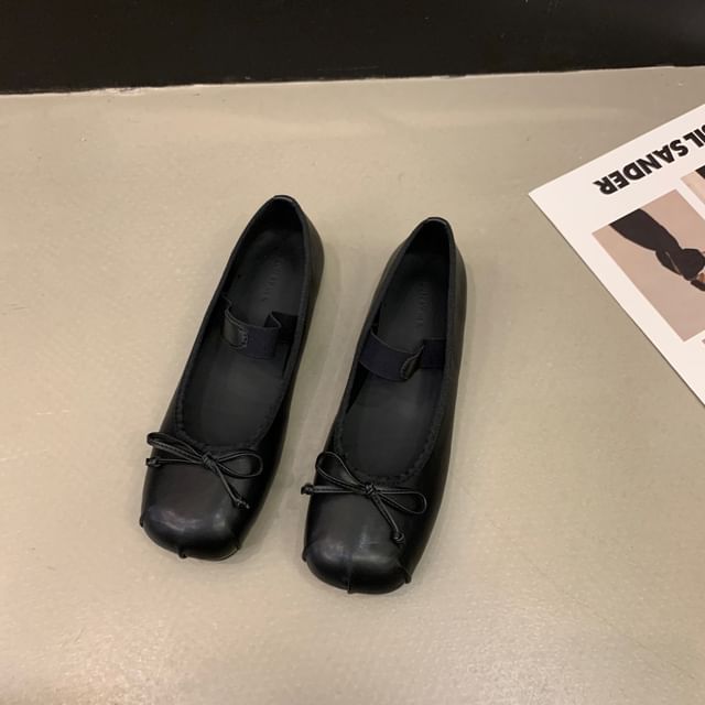 Flats Jane Square Mary Toe Bow