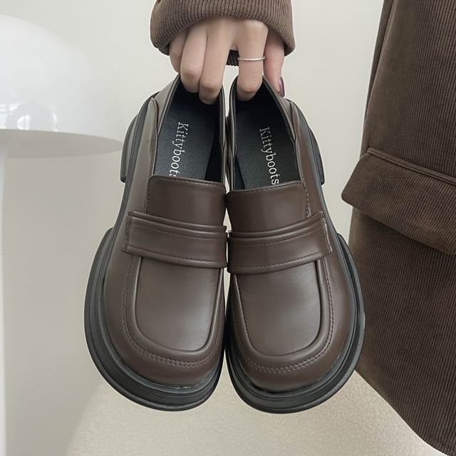 Heel Chunky Platform Loafers