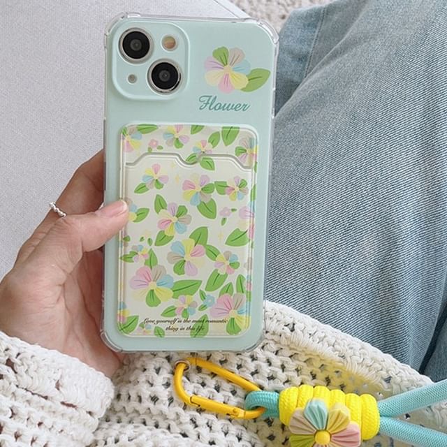 Floral Holder Case Phone Strap Card