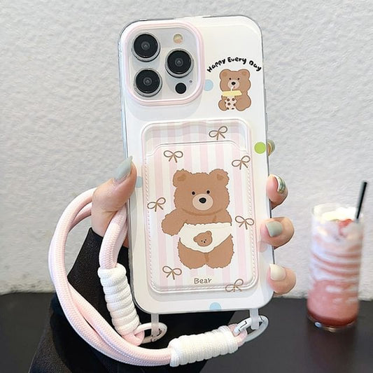Holder Case Card Bear Phone Strap