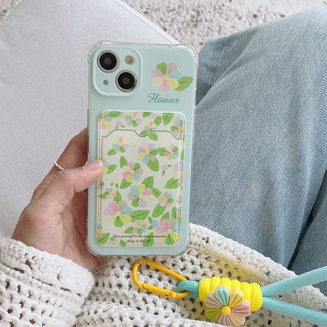 Floral Holder Case Phone Strap Card
