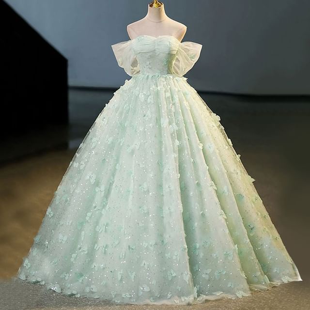 Shoulder Butterfly A-Line Off Dress Evening