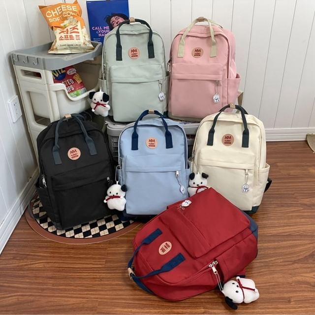 Applique Backpack Multi-Pocket
