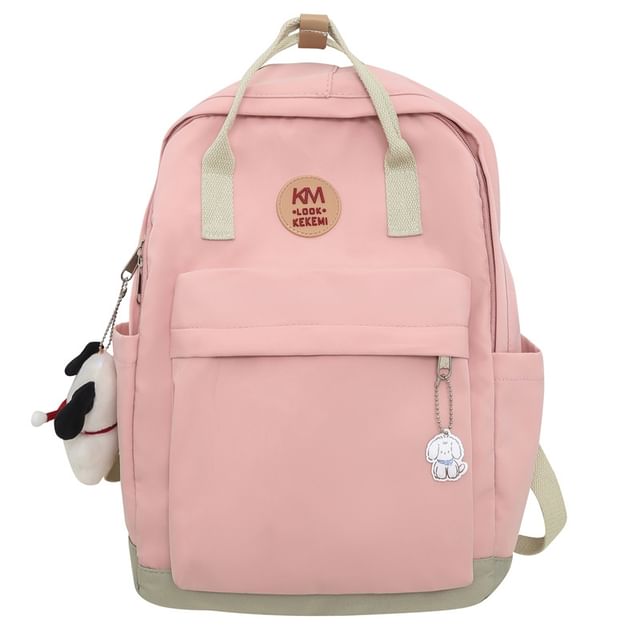 Applique Backpack Multi-Pocket