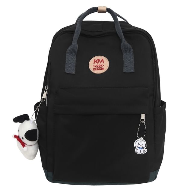 Applique Backpack Multi-Pocket