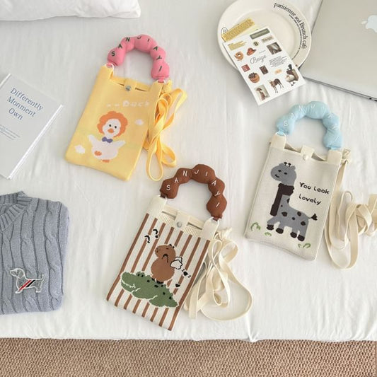 Handle Knit Print Bag Top Cartoon Donut Crossbody