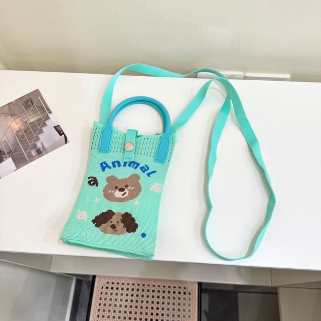 Handle Crossbody Bag Top Print Knit