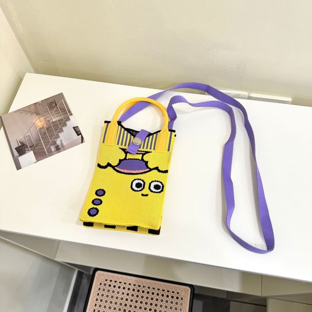 Handle Crossbody Bag Top Print Knit