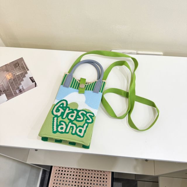 Handle Crossbody Bag Top Print Knit