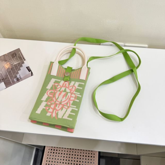 Handle Crossbody Bag Top Print Knit