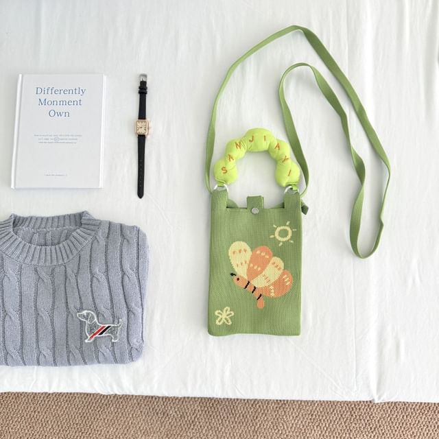 Handle Knit Print Bag Top Cartoon Donut Crossbody