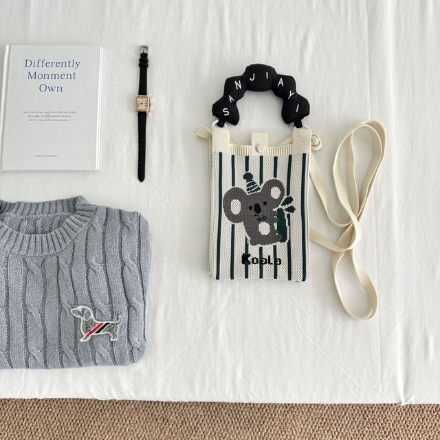 Handle Knit Print Bag Top Cartoon Donut Crossbody