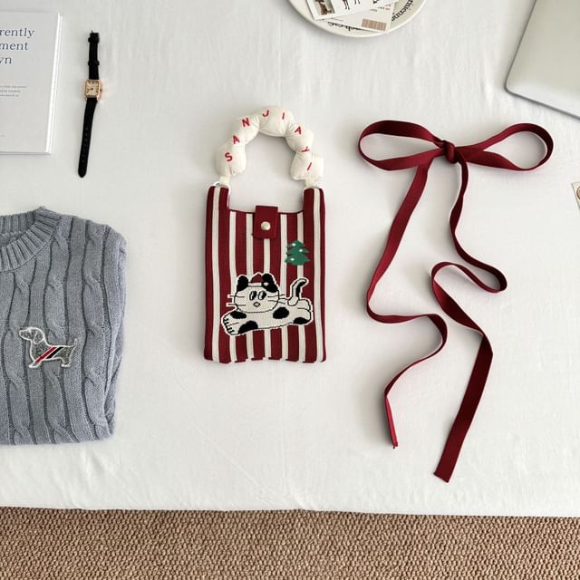 Print Top Bag Cartoon Donut Handle Knit Crossbody