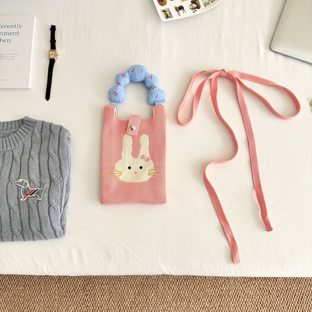 Print Top Bag Cartoon Donut Handle Knit Crossbody
