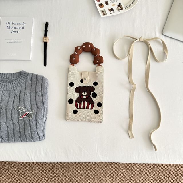 Print Top Bag Cartoon Donut Handle Knit Crossbody