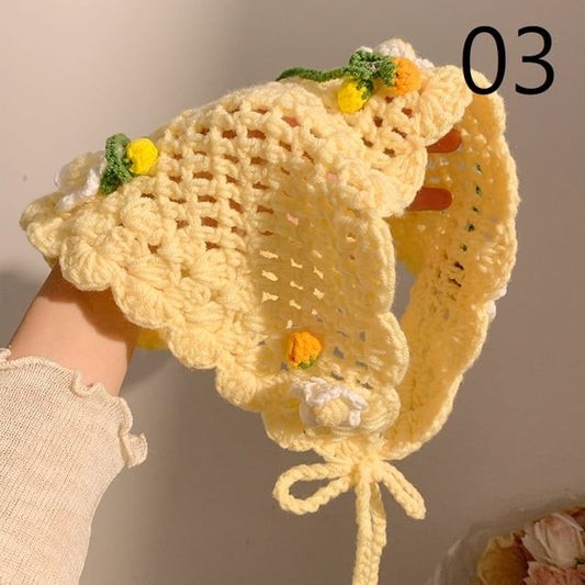Hair Bonnet / Crochet Hat Tie Floral